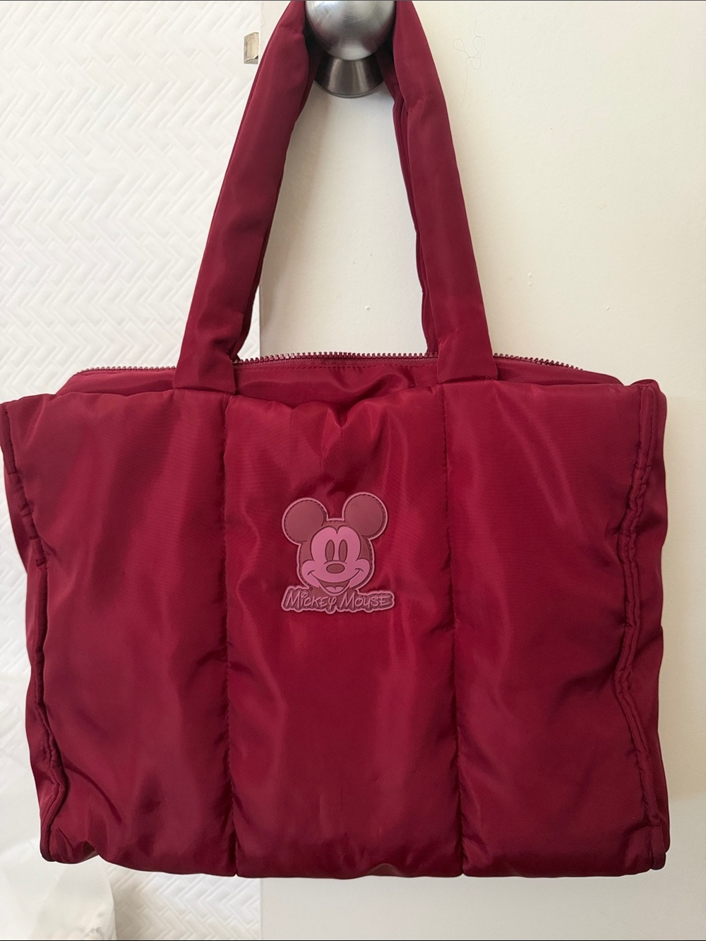 Disney Quilted Burgundy Mickey Mouse Shoulder Bag
